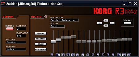 KORG R3 ModSeq-Edit-ウィンドウ